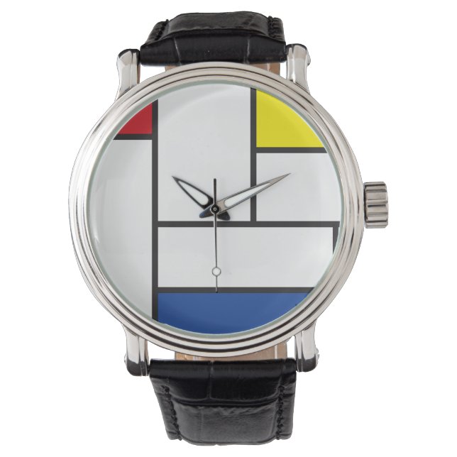 Relógio Arte Moderna De Stijl Geométrica Minimalista Mondr (Frente)