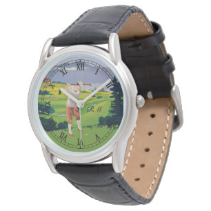 Relógio Arte Monogrammed do golfe do estilo do vintage