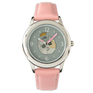 Relógio Arte Personalizada do Nome do Gato - Gato Branco e