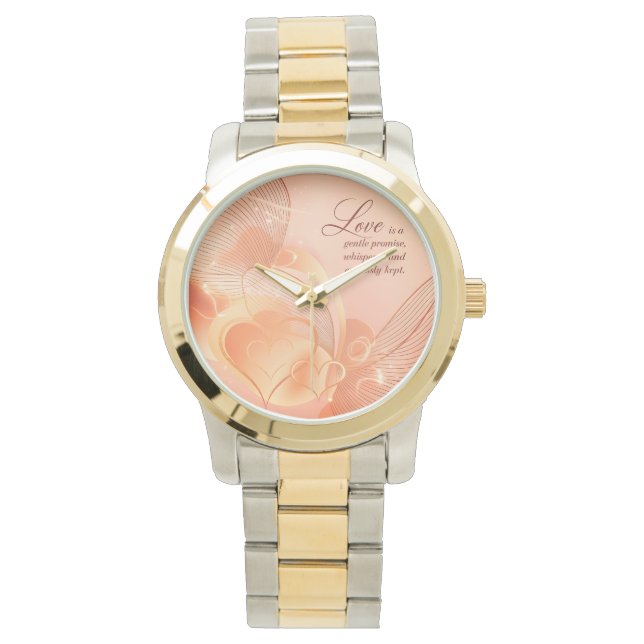 Relógio Arte Romântica Coração Dourado Elegante (Frente)