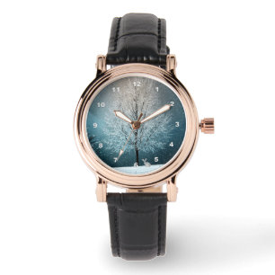 Relógio Árvore gelada à noite