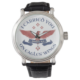 Relógio Asas de Águia Escritura Êxodo 19:4 Vermelho/Azul