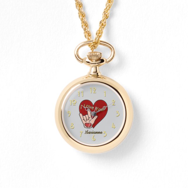 Relógio ASL Personalizado Eu Amo Você Assistindo (Frente)