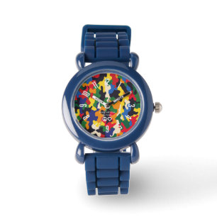 Relógio Assistente Azul Camo Colorido PickleKids™