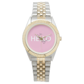 Relógio Assistente de gravação "Hello" rosa personalizado