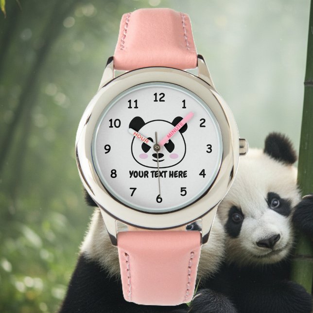 Relógio Assistentes de moça personalizados com um desenho  (panda bear watch for kids)