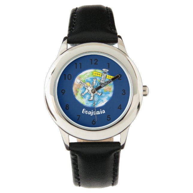 Relógio Astronauta engraçado no espaço e na banda desenhad (Frente)