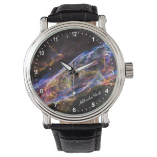 Relógio Astronomia e Nebula Veil Watch, Hubble / Galáxia