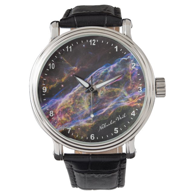 Relógio Astronomia e Nebula Veil Watch, Hubble / Galáxia (Frente)