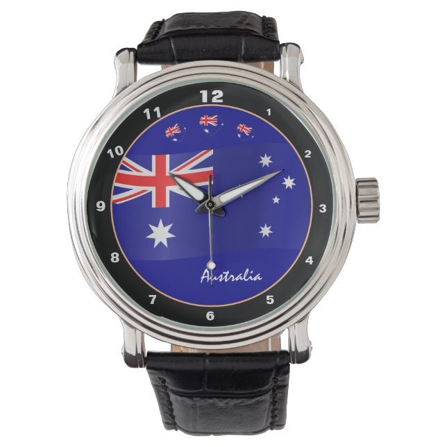 Relógio Aussie Time & Australian Flag / Austrália (Frente)