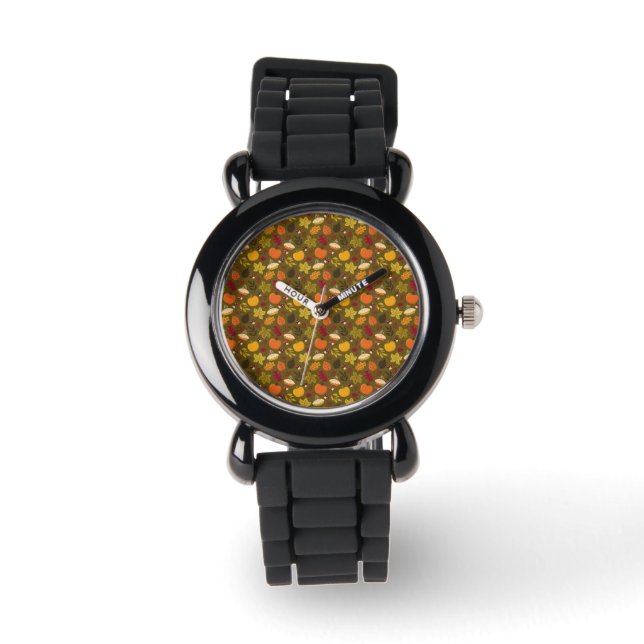 Relógio Autumn Leaf Pattern Silicone Watch (Frente)