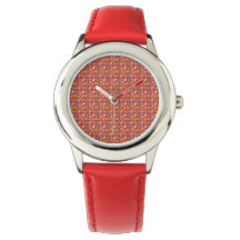 Autumn Patterno Red Orange Stainless Steel Watch