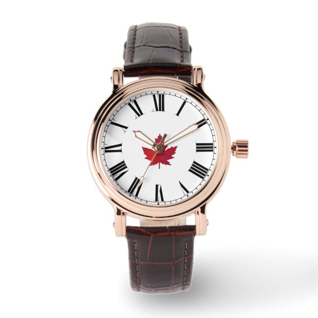 Relógio Autumn Season Maple Leaf Canada Leather Watch (Frente)