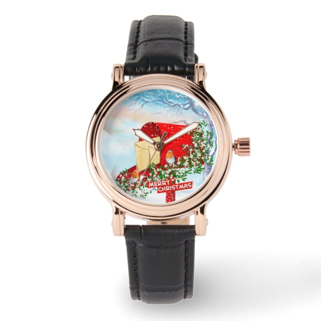 Relógio Aves De Inverno Para A Neve E Mulheres De Caixa Po (Frente)