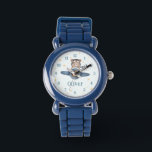 Relógio Avião de Aventura com Urso Azul<br><div class="desc">Introduza um senso de aventura no dia do seu filho com o nosso adorável "Aviation Bear Kids Watch"! Com um urso fofo a andar num avião de safra azul, este maravilhoso relógio é perfeito para jovens exploradores. O design colorido e brincalhão faz com que aprenda a dizer o tempo divertido...</div>