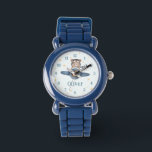 Relógio Avião de Aventura com Urso Azul<br><div class="desc">Introduza um senso de aventura no dia do seu filho com o nosso adorável "Aviation Bear Kids Watch"! Com um urso fofo a andar num avião de safra azul, este maravilhoso relógio é perfeito para jovens exploradores. O design colorido e brincalhão faz com que aprenda a dizer o tempo divertido...</div>