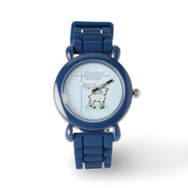 Relógio Avô Baptism Blue Boy Lamb Personalizado