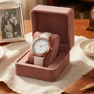Relógio Avô Personalizado Azul Minimalista Moderno