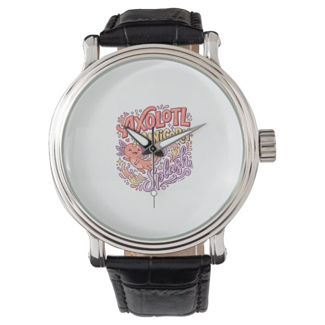 Relógio Axolote Unicórnio Splash Caprichoso Branco Bac (Frente)