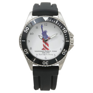 Relógio Azul branco vermelho do veterano militar da