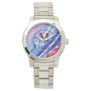 Relógio Azul, cor-de-rosa, cor-de-rosa, magenta e-Watch le