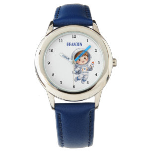 Relógio Azul do Planeta Foguete Astronauta Menino 