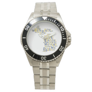 Relógio Azul e Dourado Michigan