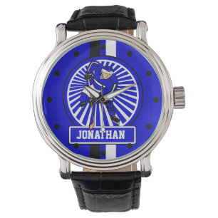 Relógio Azul personalizado do jogador de hóquei em gelo