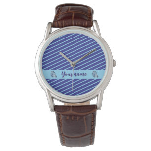 Relógio Azul Personalizado Striped