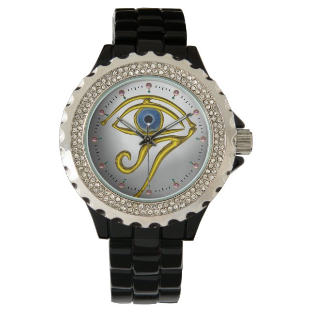 Relógio AZUL TALISMAN, DOURADO HORUS EYE Moonstone White C (Frente)