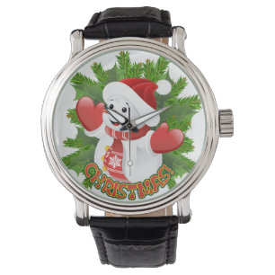 Relógio Baby Snowman com Ornament Crystal Snowflakes