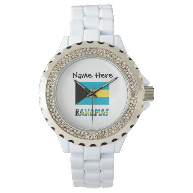 Relógio Bahamas Bandeira Bahamense Personalizada (Frente)
