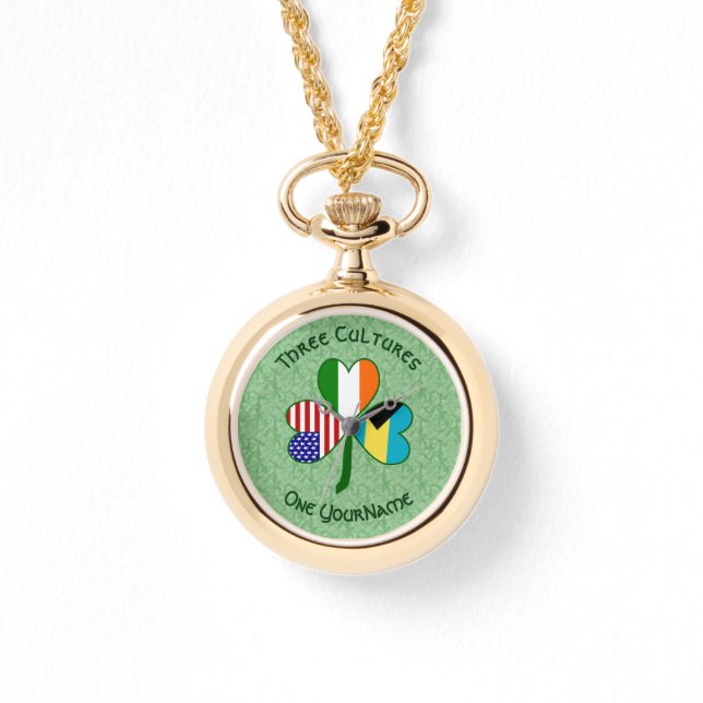 Relógio Bahamian irlandês EUA Shamrock personalizado (Frente)