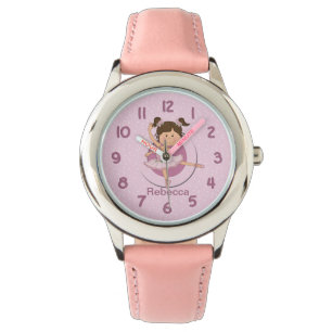 Relógio Bailarina cor-de-rosa bonito personalizada