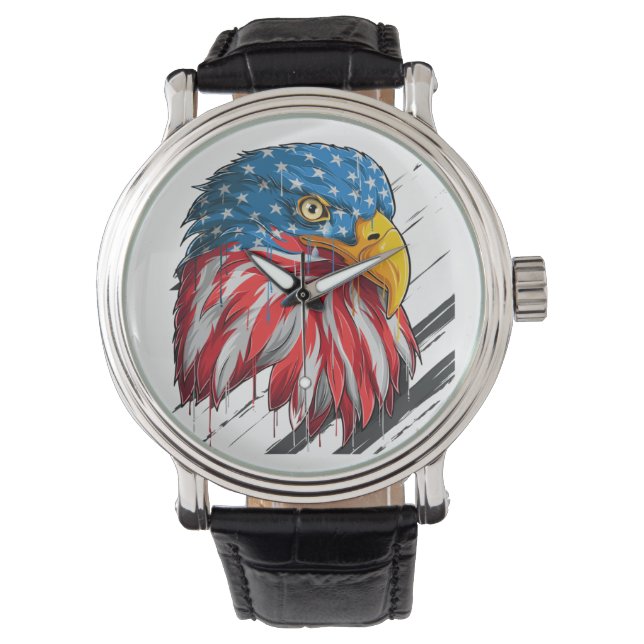 Relógio Bald Eagle Bird USA Flag Crying Symbol (Frente)