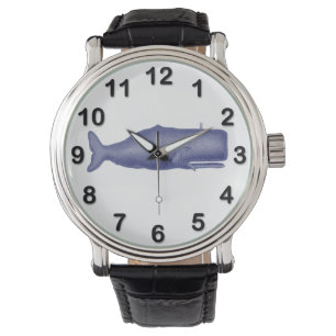 Relógio Baleia Estilizada Século XIX Vintage #1 em Azul