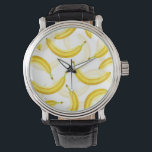 Relógio Bananas<br><div class="desc">Padrão de aquarela com bananas.</div>