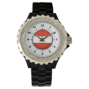 Relógio Bandeira austríaca Rhinestone Black Enamel Watch