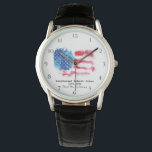 Relógio *~* Bandeira Azul Vermelho Militar<br><div class="desc">* Patrocínio Sturdy Modern Man's American Flag Watch com um relógio de pulso preto de couro. * Este design apresenta a bandeira americana Flag American também conhecida como Velha Glória e Estrelas e Stripes. Esta design de Bandeira Americana de Aquarela inclui as cores Vermelho Azul Branco na forma de estrelas...</div>