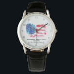 Relógio *~* Bandeira Azul Vermelho Militar<br><div class="desc">* Patrocínio Sturdy Modern Man's American Flag Watch com um relógio de pulso preto de couro. * Este design apresenta a bandeira americana Flag American também conhecida como Velha Glória e Estrelas e Stripes. Esta design de Bandeira Americana de Aquarela inclui as cores Vermelho Azul Branco na forma de estrelas...</div>