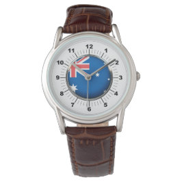 Relógio Bandeira da Austrália, Brown Leather Strap Watch