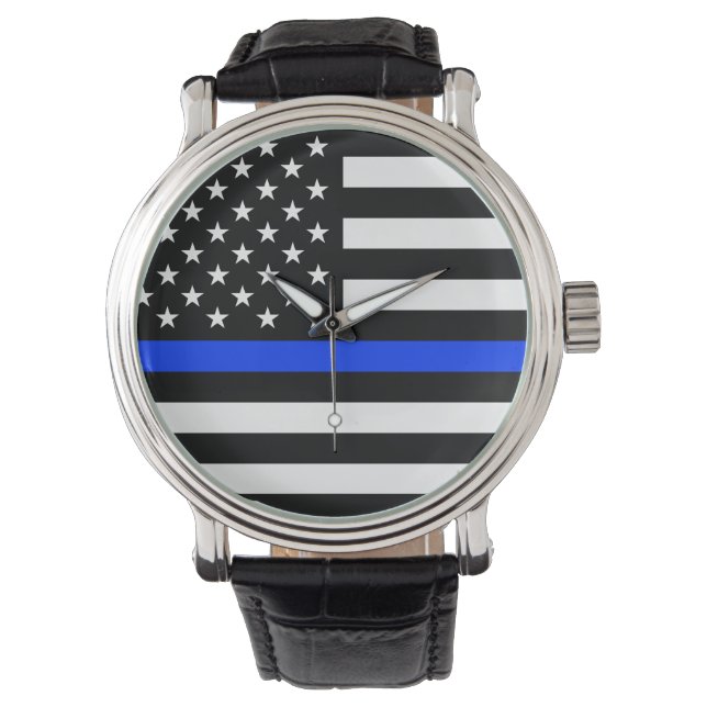 Relógio Bandeira da Polícia Thin Blue Line (Frente)