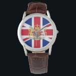 Relógio Bandeira da União Britânica e Crest Real<br><div class="desc">Royal Crest e Union Flag do Reino Unido da Grã-Bretanha Excelente e da Irlanda Norte.</div>