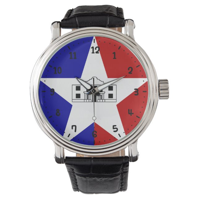 Relógio Bandeira de San Antonio, Texas Watch (Frente)