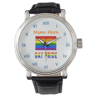 Relógio Bandeira do arco-íris LGBTQ Orgulho Gay masculino