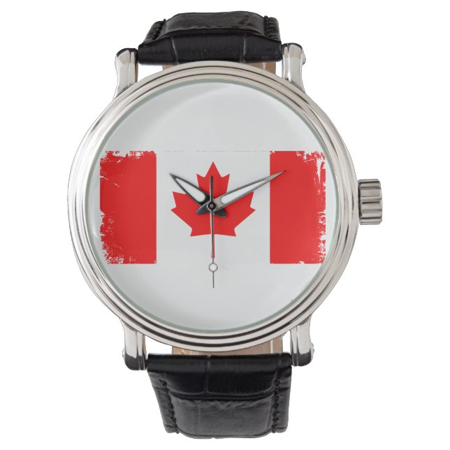 Relógio bandeira do Canadá desgastada  (Frente)