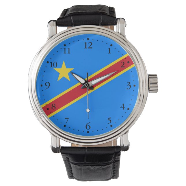 Relógio Bandeira do Congo Quinxassa (Frente)
