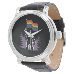 Relógio Bandeira do Novo Orgulho Progressivo LGBTQ Bigfoot