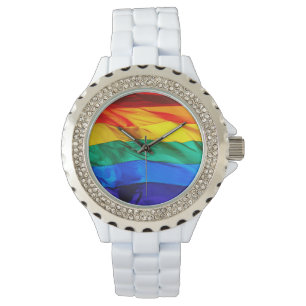 Relógio Bandeira do orgulho gay SlipperyJoe's ondulando ve