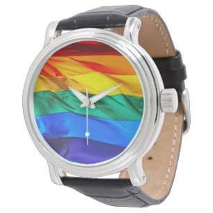 Relógio Bandeira do orgulho gay SlipperyJoe's ondulando ve